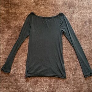 We The Free Black Long Sleeve Scoop Neck Top